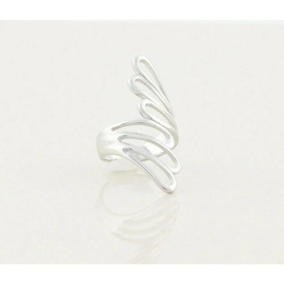 Sterling Silver Fan Ring Long Finger Ring size 8 1/4 - Picture 4 of 7